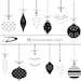 12 Christmas Balls Clip Art, black and white christmas clipart, christmas decoration -12 black white balls clipart