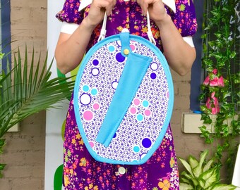 1960s atomic train case mod 60s handbag flower power suitcase travel case vintage pastel blue pink hat box vinyl mid century luggage