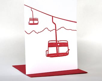 Ski Lift Love | Letterpress Ski Card