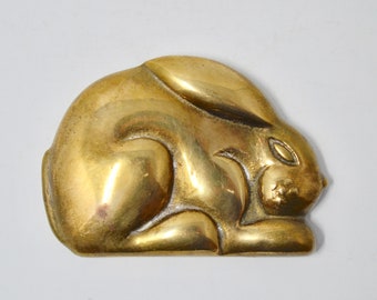 Vintage Brass Bunny Paperweight Brass Rabbit Paperweight