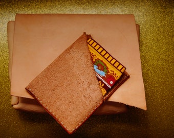 Raw Edge Leather Clutch and Hanky Holder