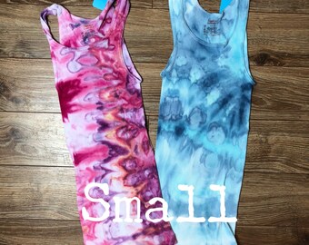 Adult mens womens small cotton ribbed undershirt tank top ice dyed tie S lot