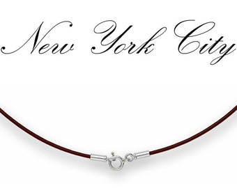 1mm Brown Leather Cord Necklace Silver Clasp 14" - 36" inches N1BRNRR_SS