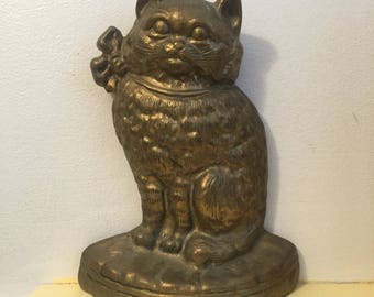 Cat Doorstop Brass Kitten VINTAGE