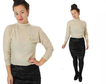 Gold blouse, Gold turtleneck, Long sleeve blouse, Glitter top, Lurex sweater, Turtleneck blouse, Vintage Metallic top, Womens blouse /Medium