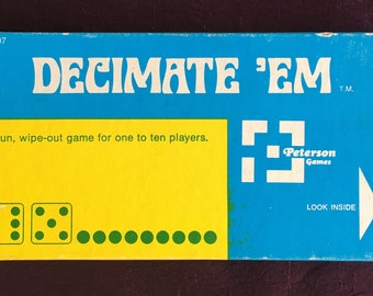 Vintage 1972 DECIMATE 'UM Dice Game buy Petterson Games