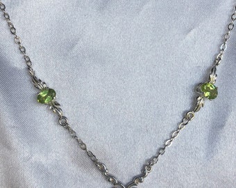Natural Peridot Sterling Silver Necklace