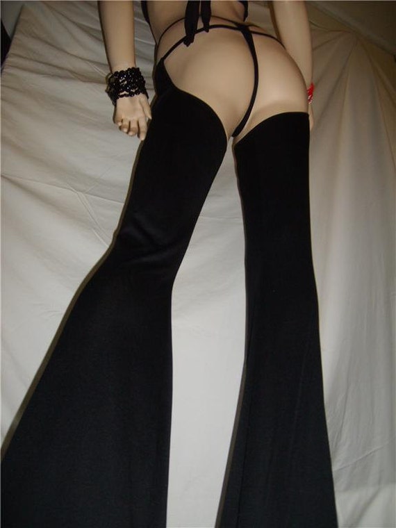 Chaps Sexy Unisex Black Flare Leg CHAPS Fantasy Costume