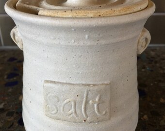 Pottery handmade rustic salt cellar pig holder
