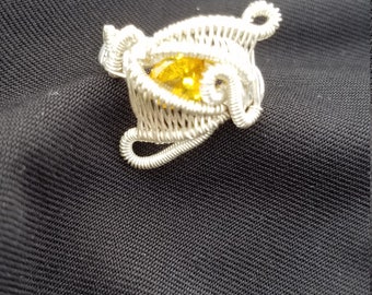 Yellow sapphire in sterling silver ring size 5