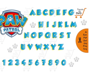 PAW PATROL Alphabet svg, paw patrol escudo svg, fonts paw patrol svg, PAW Patrol Alphabet svg, paw patrol birthday party svg,