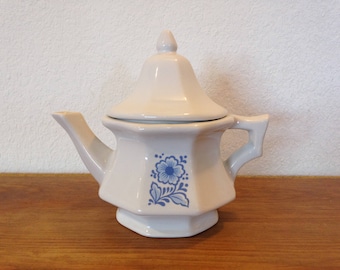 Vintage Avon Teapot White with Blue Flower