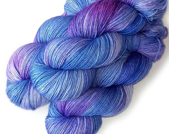 Hand dyed Superwash Merino Sock Yarn Handdyed, Iris