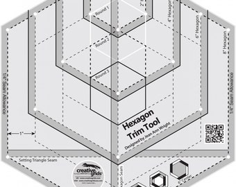 Hexagon Trim Tool; Creative Grids; Create 2", 4" or 6" Centers; Quilters Cutting Templates; CGRJAW4; Quilting, Sewing