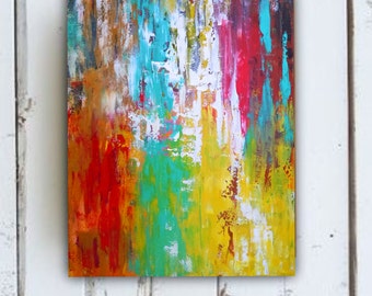 LG Abstract painting colorful abstract on stretched canvas living room art kitchen art bedroom art dining room art nursery art FREE SHIPPING