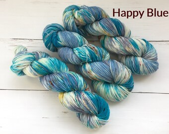 Variegated Blue-Sock yarn - Hand dyed yarn, 75/25% superwashed merino wool /nylon