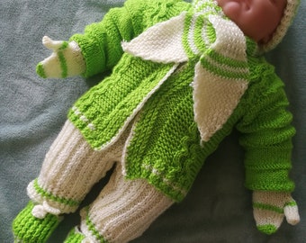 Hand knit baby boy home coming outfit