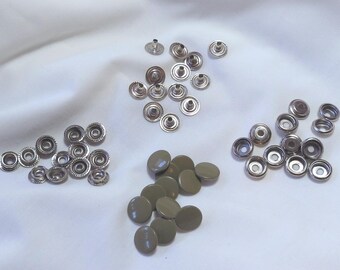 12 khaki 13mm jeans buttons hammer on buttons press studs new - UK seller