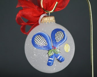 Hand Painted Tennis Ornament - Personalized FREE