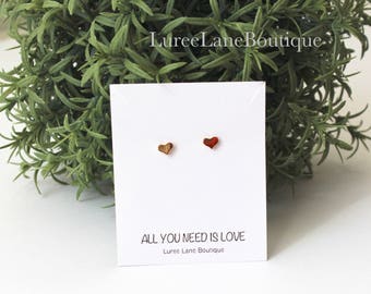 Heart earrings/Heart stud earrings/Heart jewelry/Gift for her/Small stud earrings/Gold heart earrings/Silver heart earrings/Love earrings