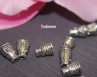 Set of 10 silver plated 7x6mm - SC02294 - cone bead caps