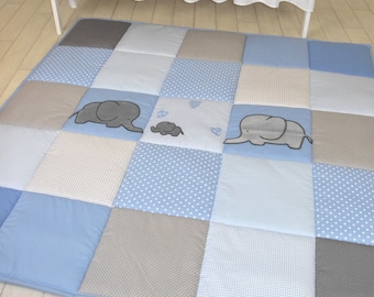 Elephant Playmat, Baby Blue Gray Play Mat, Baby Mat , Baby Activity Mat, Baby Playmat, Playroom Decor