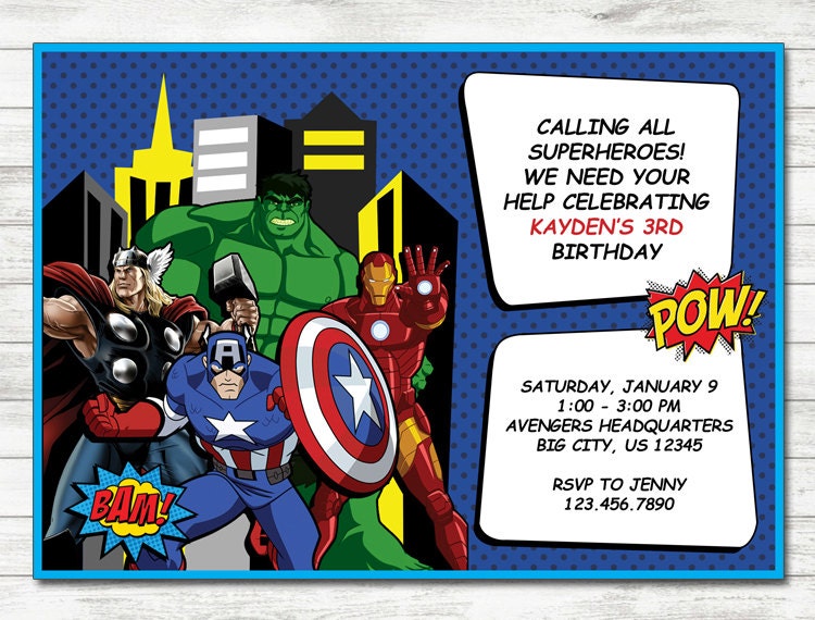 avengers party invitations