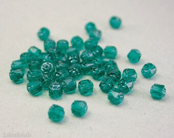 Teal Fire Polished Beads 6mm Faceted (35) Czech Polish Round Cathedral Acorn Glass