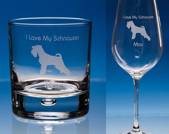 Schnauzer Dog Wine or Schnauzer Whisky Glass Personalised Gift, Schnauzer Gift, Dog Glass, Dog Lover Gift, Schnauzer Dog Gift, Schnauzer Dog