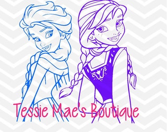 Frozen, Elsa and Ana Instant Download Design in SVG, DXF, EPS formats