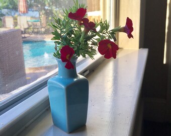 Tiny Blue Miniature Horchow Ceramic Vase