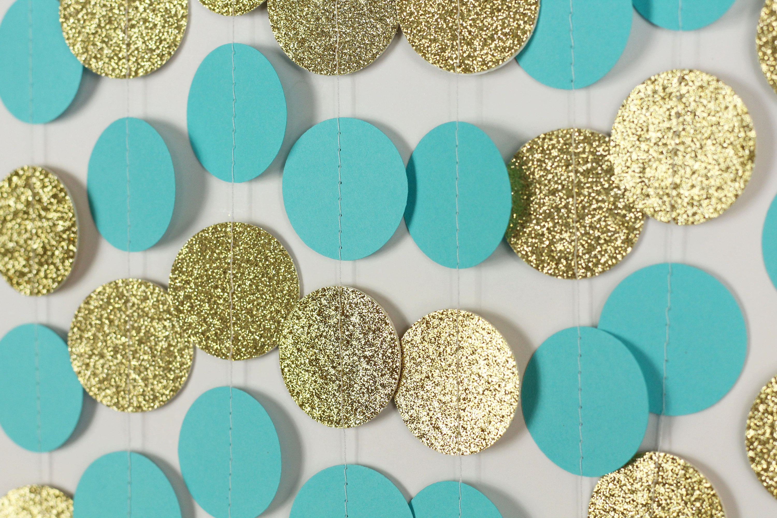 Turquoise and Gold Glitter Garland Turquoise Wedding Decor