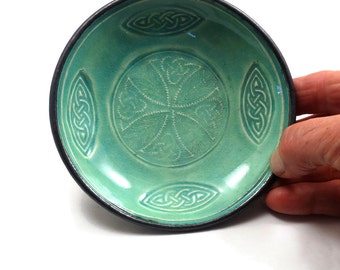 CELTIC KNOT Offering Bowl Handmade Raku Pottery