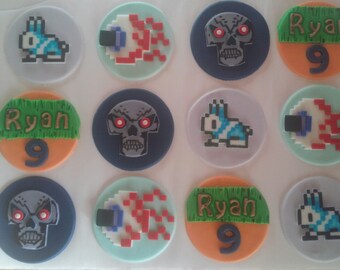 Terraria inspired edible fondant cupcake toppers one dozen