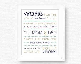 Words for the Wee Hours - Baby Shower Activity - Baby Shower Game - 8 x 10 Printable - Instant Download - Baby Boy