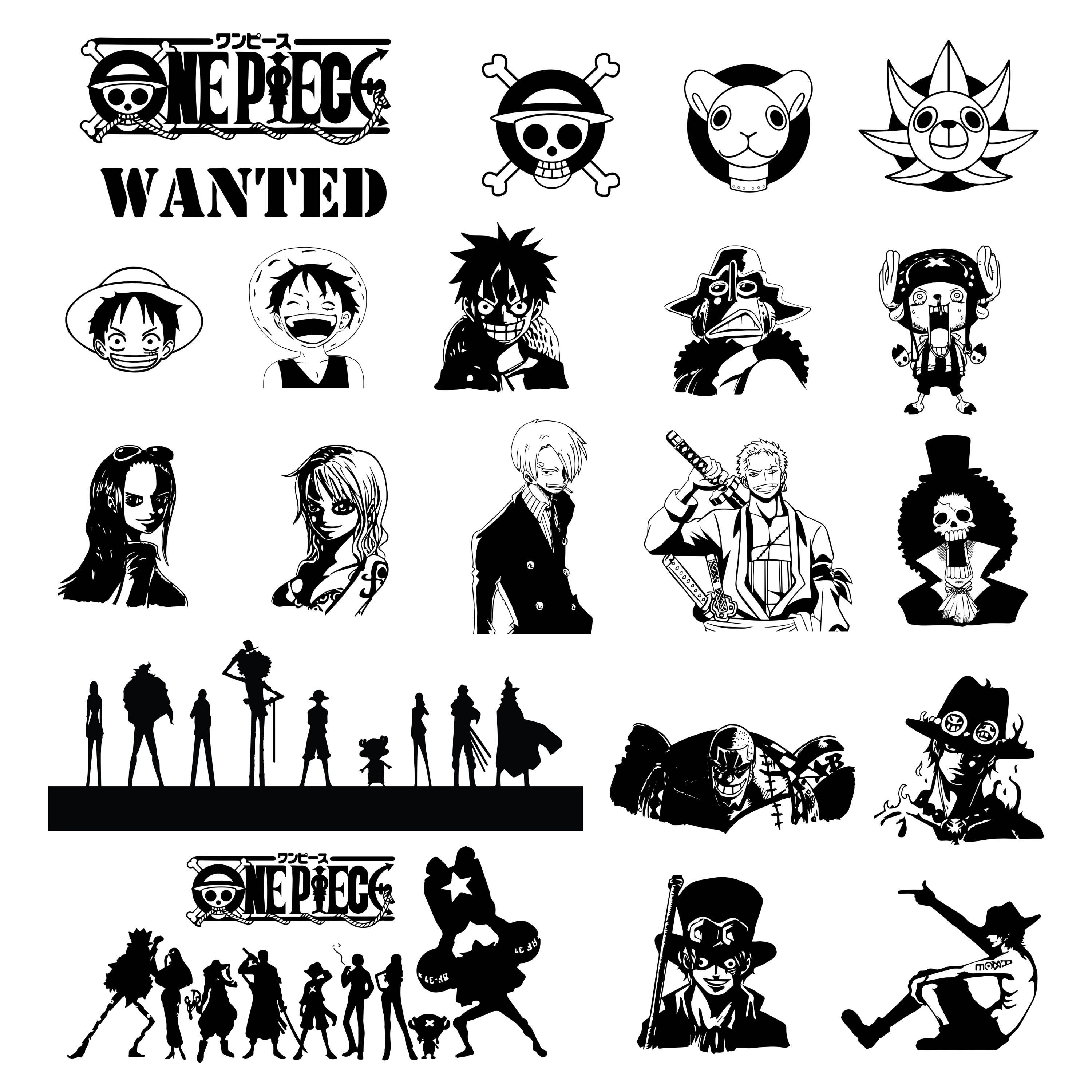 One Piece Svg/Eps/Png/Jpg/Cliparts,Printable, Silhouette and Cricut ...