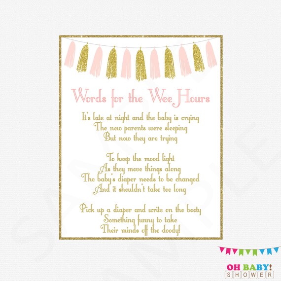 Diaper Message Game Pink Gold Baby Shower Games Late Night