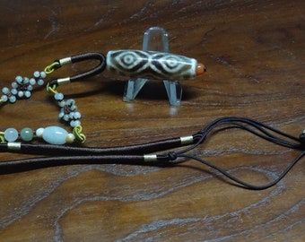 1803-116 - Authentic Tibetan Dzi Bead - 6 Eye Dzi Bead - Six Eye Dzi Bead