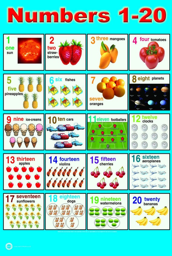 laminated number 1 20 children kids learning educational