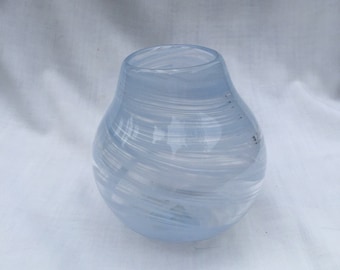 Dutch Blue Spiral Hand Blown Glass Bowl (AW B121)