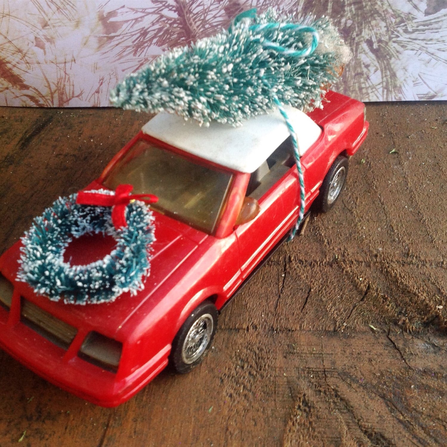description handmade and hand decorated vintage red convertible christmas car - Christmas Decorations For Your Car description handmade and hand decorated vintage red convertible christmas car - Christmas Decorations For Your Car