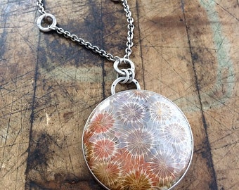 Fossilized Coral Sterling Silver Necklace