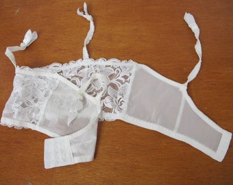 Vintage 80s Garter Belt Lingerie White Garter Belt White Pin