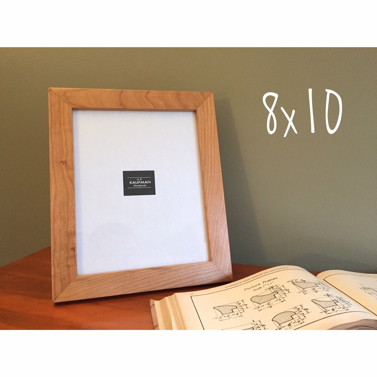 8x10 Wooden Picture Frame Cherry wood with Walnut Splines