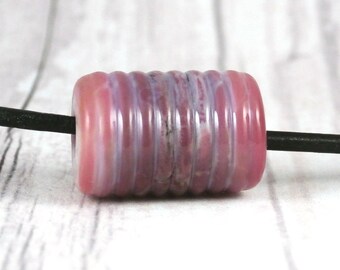 EDP Evil Deep Purple Artisan Lampwork Focal Glass Beads Grooved Barrel Shape