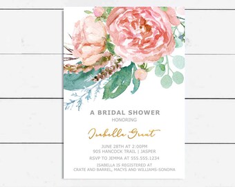 Wedding Shower Invitation Floral Bridal Shower Modern Bridal Tea Baby Shower Invitation Bridal Brunch Bridal Tea DIY Printable