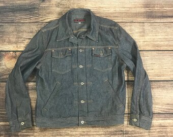 Vintage 90s Guess Denim Jacket Jean Trucker Size Medium made in USA guess jeans USA not asap Rocky
