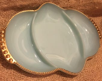 Vintage Fire King Delphite Blue Divided Baking or Serving Dish