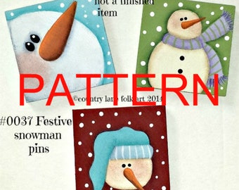 EPATTERN, 0037 Festive snowman pins, Christmas snowman pattern, painting patterns, tole painting pattern, Christmas pattern, Christmas pins