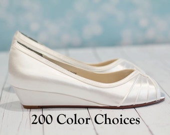 peep toe wedge wedding shoes